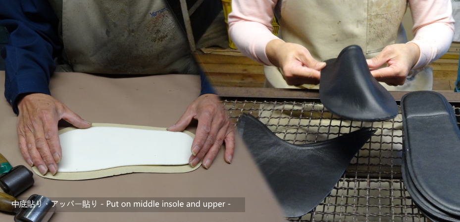 Put on middle insole and upper